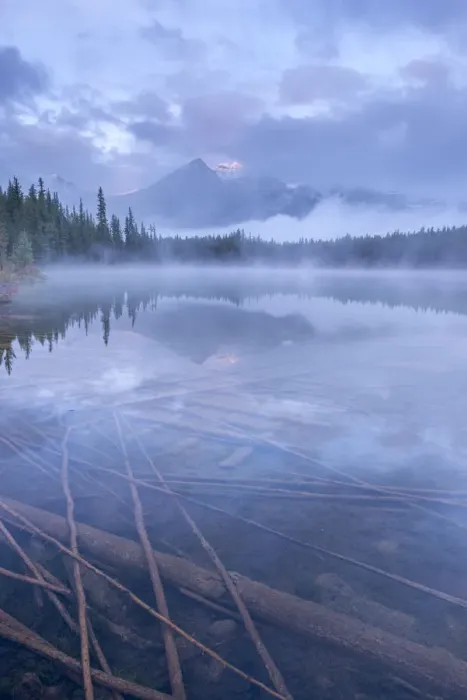Framed Print : Atmospheric misty morning in the Canadian Rockies, Herbert Lake, Banff National Park Framed Print : Atmospheric misty morning in the Canadian Rockies, Herbert Lake, Banff National Park