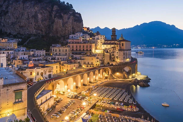 Atrani, Amalfi coast, Salerno province, Campania, Italy View of the small village of