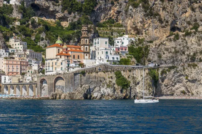 Framed Print : Atrani as seen from the sea, Campania, Italy Framed Print : Atrani as seen from the sea, Campania, Italy