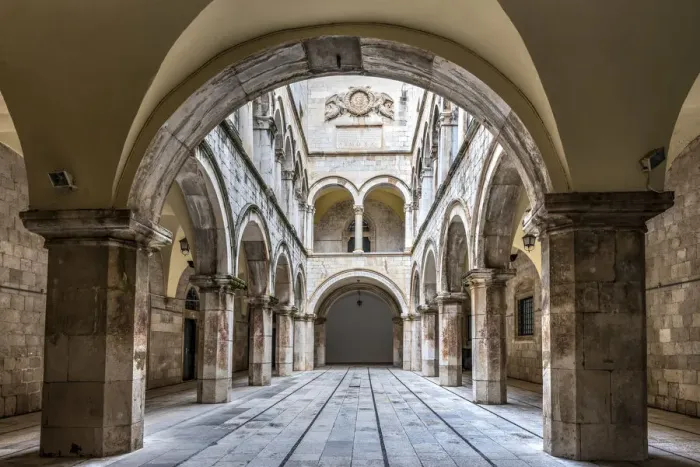 Framed Print : Atrium of Sponza Palace or Divona, Dubrovnik, Croatia Framed Print : Atrium of Sponza Palace or Divona, Dubrovnik, Croatia