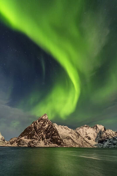 Aurora over Olstinden, Lofoten Islands, Norway