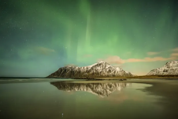 Framed Print : Aurora over Skagsanden Beach, Lofoten Islands, Norway Framed Print : Aurora over Skagsanden Beach, Lofoten Islands, Norway