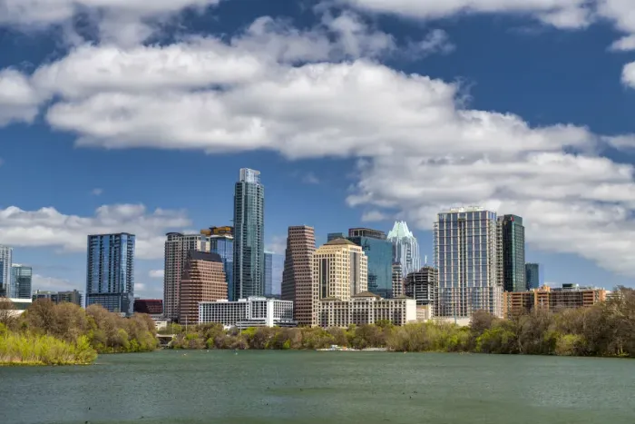 Framed Print : Austin Skyline Along Colorado River, Texas, USA Framed Print : Austin Skyline Along Colorado River, Texas, USA