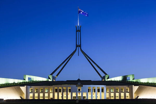Australia, Australian Capital Territory, ACT, Canberra, Parliament House, dusk
