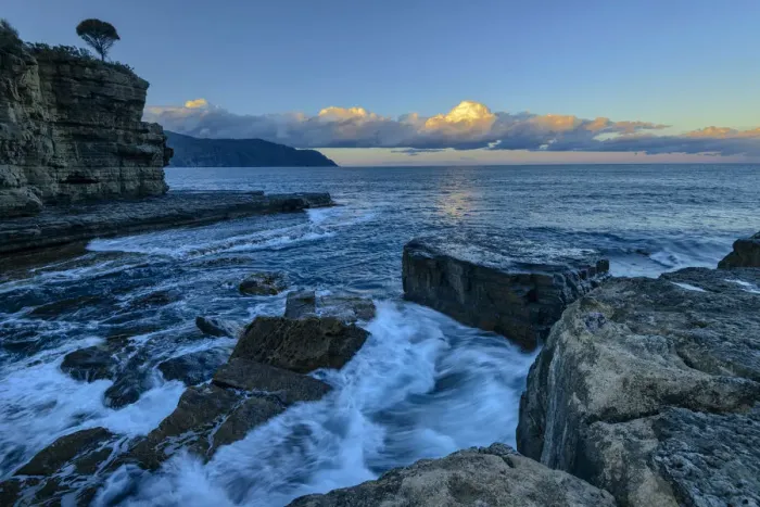 Framed Print : Australia; Australian, Tasmania, Tasman Peninsula, Eaglehawk Neck, the coast at Blowhole