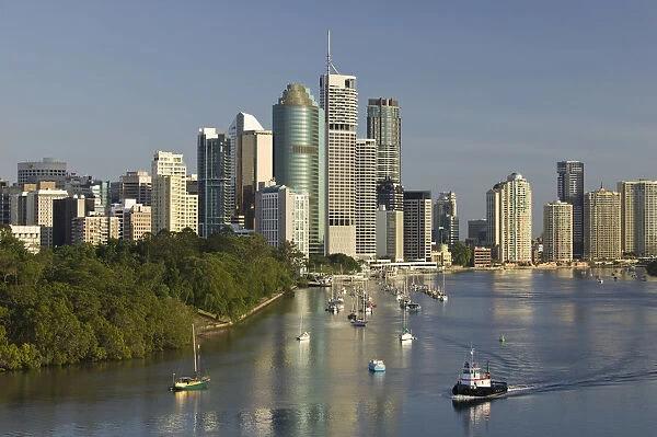 Australia, Queensland, Brisbane, Central Business District from Kangaroo Point