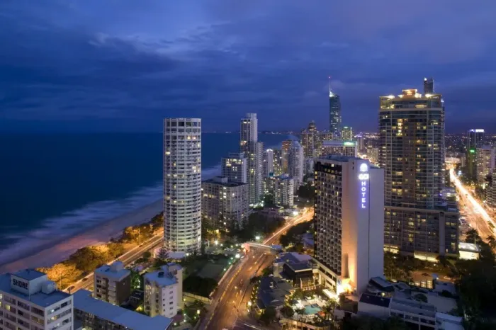 Framed Print : Australia, Queensland, Gold Coast, Surfers Paradise, Evening view of Surfers Paradise Highrises Framed Print : Australia, Queensland, Gold Coast, Surfers Paradise, Evening view of Surfers Paradise Highrises