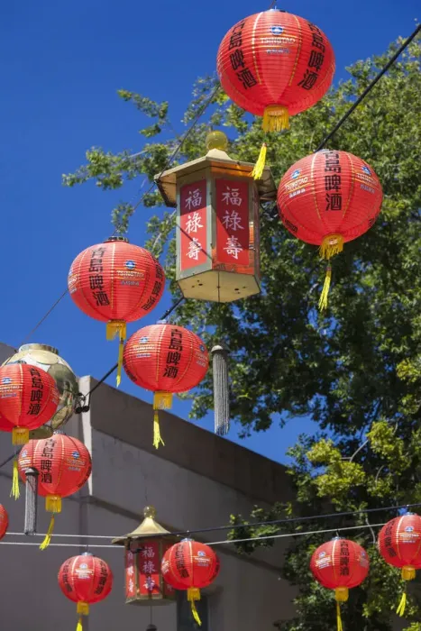 Framed Print : Australia, South Australia, Adelaide, Adelaide Central Market, Chinese lanterns