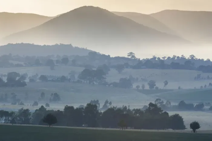 Framed Print : Australia, Victoria, VIC, Yarra Valley, landscape, dawn