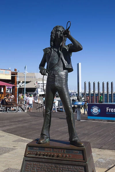 Australia, Western Australia, Freemantle, Fishing Boat Harbour, statue of Bon Scott