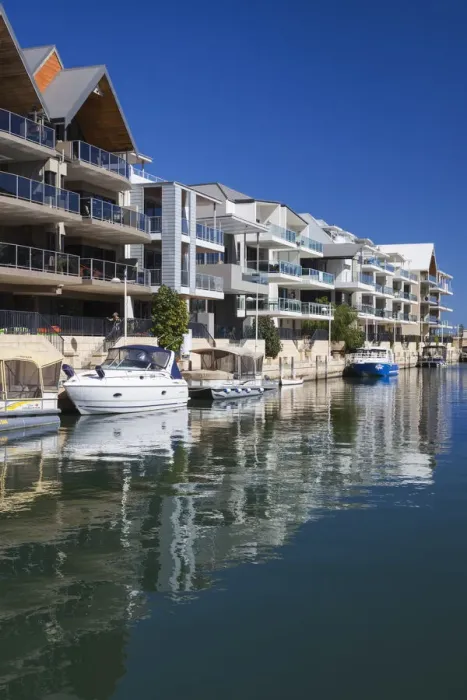 Framed Print : Australia, Western Australia, Mandurah, waterfront buildings, Venetian Canals area Framed Print : Australia, Western Australia, Mandurah, waterfront buildings, Venetian Canals area