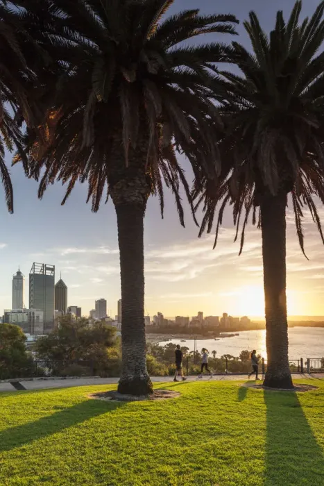 Framed Print : Australia, Western Australia, Perth, city skyline from Kings Park, dawn Framed Print : Australia, Western Australia, Perth, city skyline from Kings Park, dawn