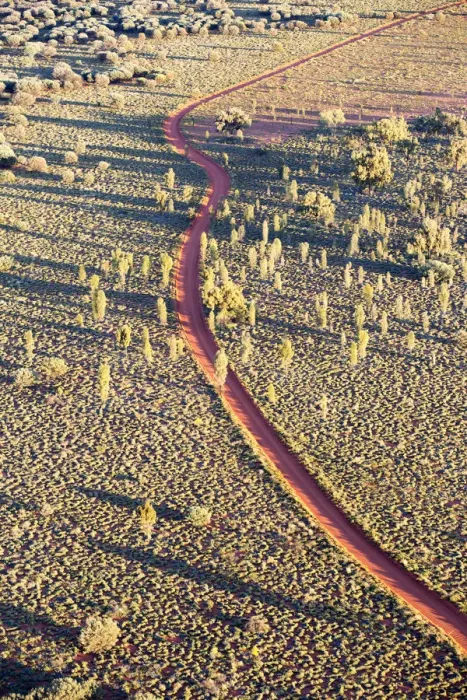 Framed Print : Australian Outback, red sand road from above Framed Print : Australian Outback, red sand road from above