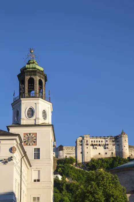 Framed Print : Austria, Salzburg, Residenzplatz Glockenspiel (The Carillon (museum) with an iconic