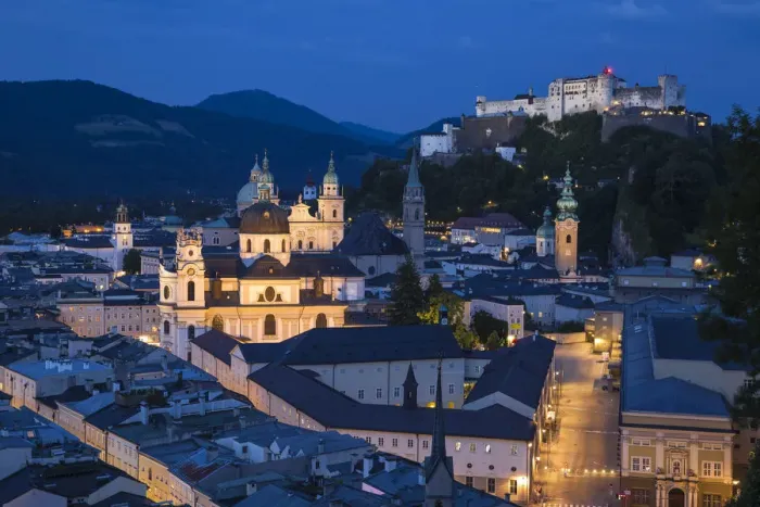 Framed Print : Austria, Salzburg, View of Hohensalzburg Castle above The Old City Framed Print : Austria, Salzburg, View of Hohensalzburg Castle above The Old City