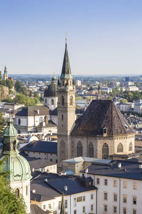 Framed Print : Austria, Salzburg, View of Old City, int he foreground are Petersfriedhof, St Framed Print : Austria, Salzburg, View of Old City, int he foreground are Petersfriedhof, St