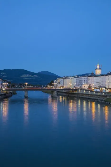Framed Print : Austria, Salzburg, View of Salzach River and the Altstadt - The Old City Framed Print : Austria, Salzburg, View of Salzach River and the Altstadt - The Old City