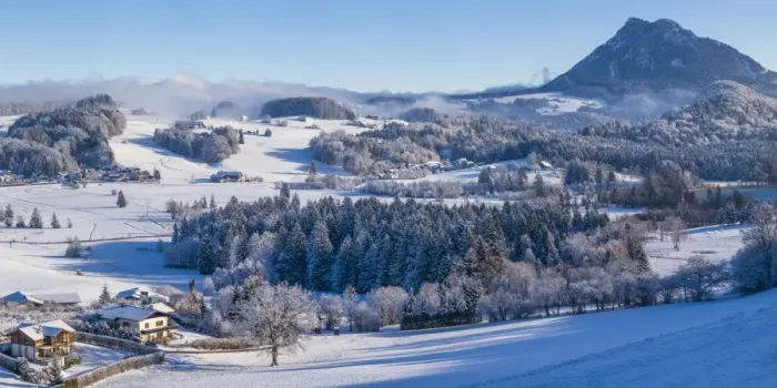 Framed Print : Austria, Salzburgerland, Hof bei Salzburg, winter landscape Framed Print : Austria, Salzburgerland, Hof bei Salzburg, winter landscape