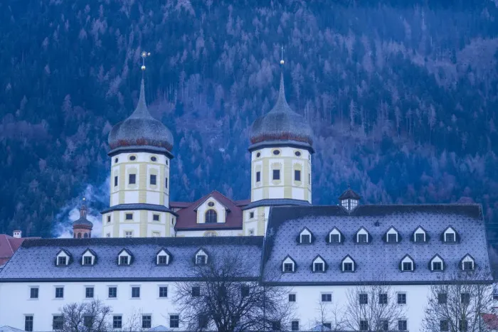 Framed Print : Austria, Tyrol, Stams, Stams Abbey, exterior, winter Framed Print : Austria, Tyrol, Stams, Stams Abbey, exterior, winter