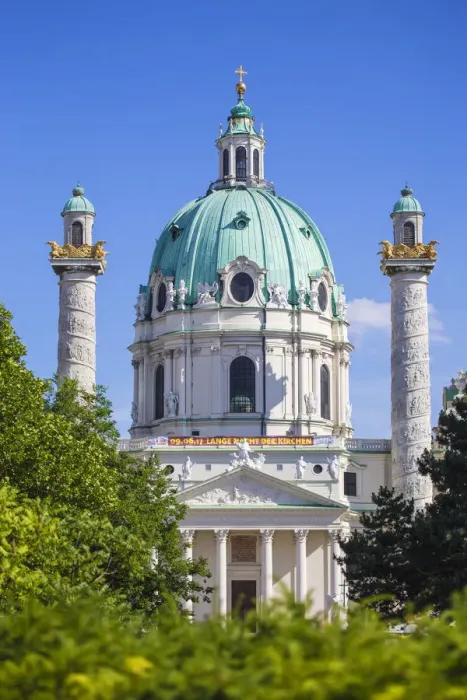 Framed Print : Austria, Vienna, Karlsplatz, Karlskirche - St. Charles Church