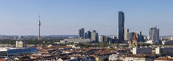 Austria, Vienna, View of city Skyline looking towards DC Tower at Donau City - to