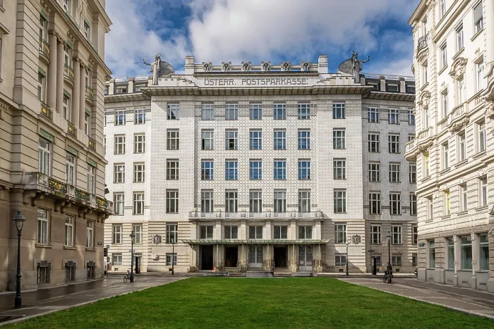 Framed Print : Austrian Postal Savings Bank building (Osterreichische Postsparkasse) designed by Austrian architect Otto Wagner, Vienna, Austria
