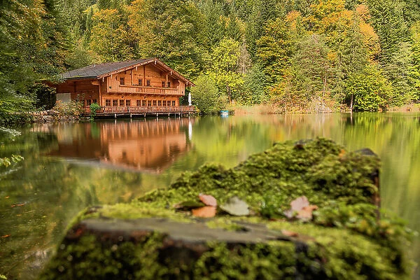 Autumn begins at Lake Berglsteiner, Breitenbach am Inn, Kufstein, Tyrol, Austria, Europe