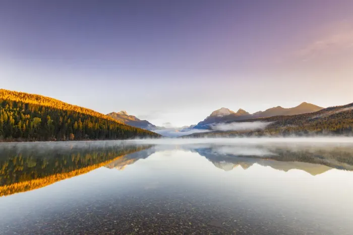 Framed Print : Autumn at Bowman Lake, Glacier National Park, Montana, USA