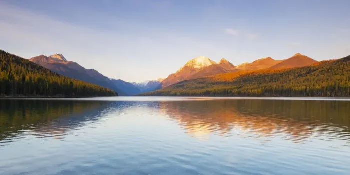 Framed Print : Autumn at Bowman Lake, Glacier National Park, Montana, USA