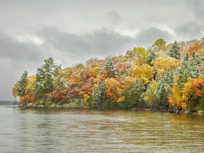 Framed Print : Autumn Color and Snow on Lake Superior at Batchawana Bay, Ontario, Canada Framed Print : Autumn Color and Snow on Lake Superior at Batchawana Bay, Ontario, Canada