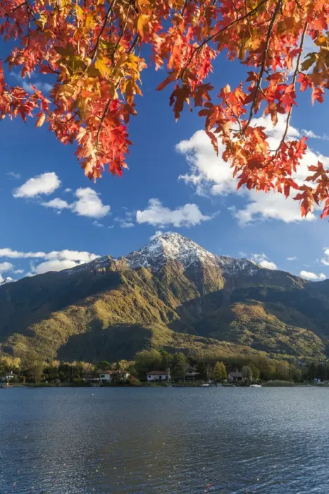 Framed Print : Autumn colors on the Como lake, in the background Legnone peak Framed Print : Autumn colors on the Como lake, in the background Legnone peak