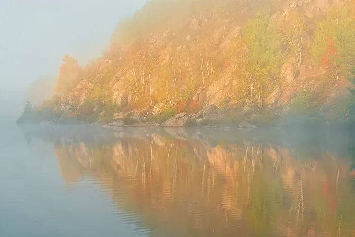 Framed Print : Autumn colors reflected in Lake Laurentian on an early foggy morning Sudbury, Ontario, Canada Framed Print : Autumn colors reflected in Lake Laurentian on an early foggy morning Sudbury, Ontario, Canada