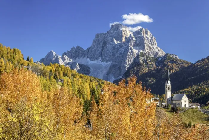 Framed Print : Autumn colors in Selva of Cadore with Mount Pelmo in the background. Dolomites. Cadore Framed Print : Autumn colors in Selva of Cadore with Mount Pelmo in the background. Dolomites. Cadore