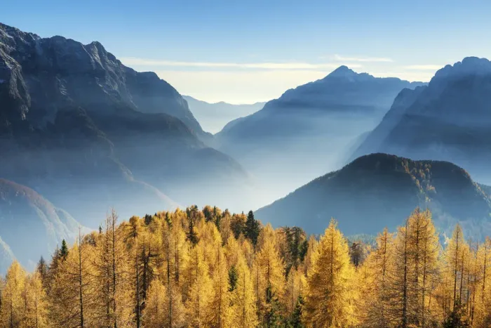 Framed Print : Autumn Mist in Julian Alps, Triglav National Park, Slovenia, Europe Framed Print : Autumn Mist in Julian Alps, Triglav National Park, Slovenia, Europe