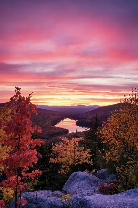 Framed Print : Autumn sunst from Owl's Head Mountain over Kettle Pond, Groton State Forest, Vermont, USA Framed Print : Autumn sunst from Owl's Head Mountain over Kettle Pond, Groton State Forest, Vermont, USA