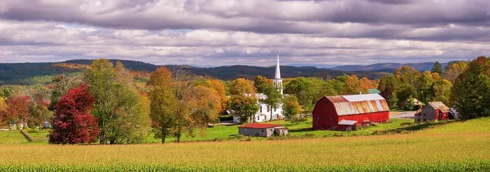 Framed Print : Autumn over white-steeple church and red barn, Green Mountains, Peacham, Vermont, USA Framed Print : Autumn over white-steeple church and red barn, Green Mountains, Peacham, Vermont, USA