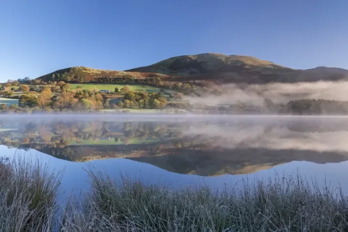 Framed Print : Autumnal reflections on a frosty morning at Loweswater in the Lake District National Park Framed Print : Autumnal reflections on a frosty morning at Loweswater in the Lake District National Park