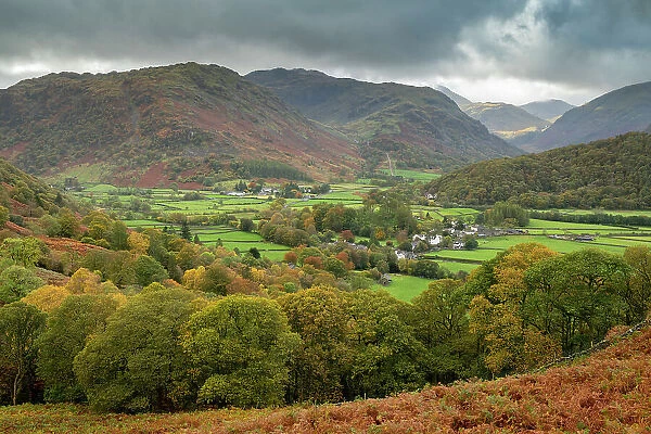 Autumnal scenery in the Borrowdale Valley, Lake District National Park, Cumbria, England. Autumn (October) 2019