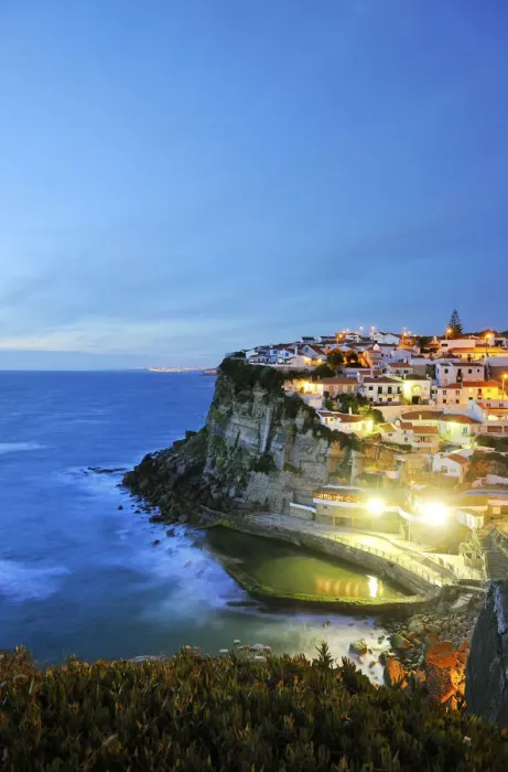 Framed Print : Azenhas do Mar at night, near Sintra, in front of the Atlantic Ocean. Portugal Framed Print : Azenhas do Mar at night, near Sintra, in front of the Atlantic Ocean. Portugal
