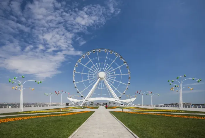 Framed Print : Azerbaijan, Baku, Bulvar Promenade, Baku Eye Ferris Wheel