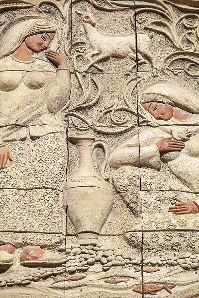 Azerbaijan, Baku, Carvings on wall in The Old Town - Icheri Sheher
