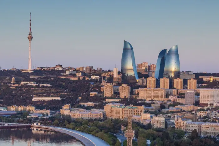 Framed Print : Azerbaijan, Baku, high angle city skyline, from the north Framed Print : Azerbaijan, Baku, high angle city skyline, from the north