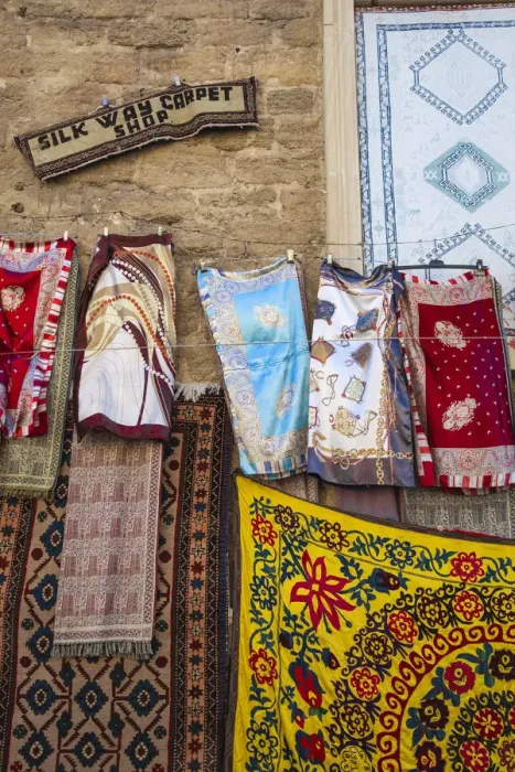 Framed Print : Azerbaijan, Baku, The Old Town - Icheri Sheher, Silk Way carpet shop