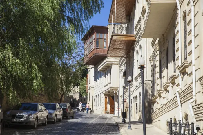 Framed Print : Azerbaijan, Baku, A street in The Old Town - Icheri Sheher, opposite old city walls Framed Print : Azerbaijan, Baku, A street in The Old Town - Icheri Sheher, opposite old city walls