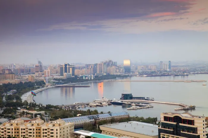 Framed Print : Azerbaijan, Baku, View of Baku Bay Framed Print : Azerbaijan, Baku, View of Baku Bay