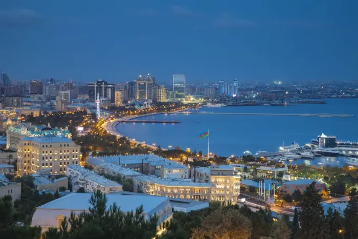 Framed Print : Azerbaijan, Baku, View of Baku Bay Framed Print : Azerbaijan, Baku, View of Baku Bay