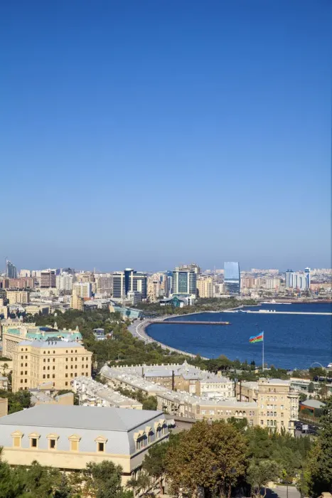 Framed Print : Azerbaijan, Baku, View of Baku Bay Framed Print : Azerbaijan, Baku, View of Baku Bay