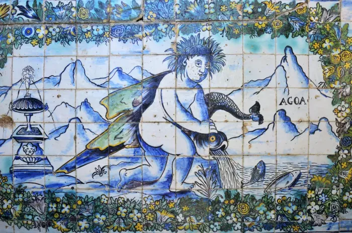 Framed Print : Azulejos (ceramic tiles), 17th century, of the Palacio dos Marqueses de Fronteira Framed Print : Azulejos (ceramic tiles), 17th century, of the Palacio dos Marqueses de Fronteira