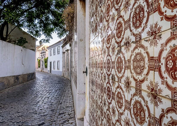 Azulejos on the street of Faro, Algarve, Portugal