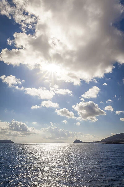 Azure sea in the sun in front of Ischia, Ischia Island, Gulf of Naples, Campania, Italy